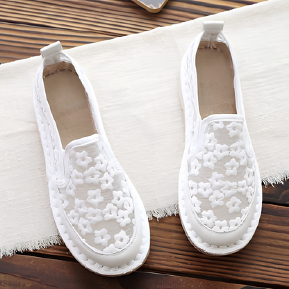 Chaussures femme style féerique en dentelle, respirantes et fleuries
