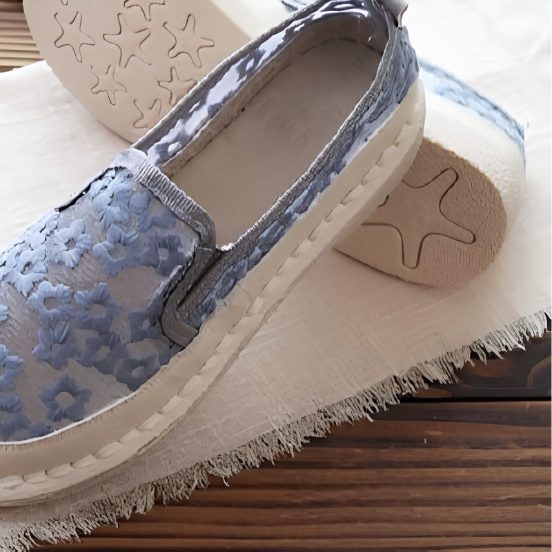 Chaussures femme style féerique en dentelle, respirantes et fleuries