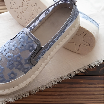 Chaussures femme style féerique en dentelle, respirantes et fleuries