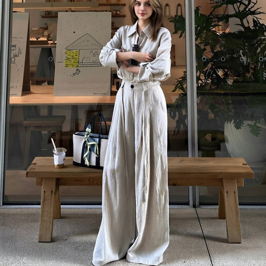 Ensemble femme rétro de style français – Blouse et pantalon large