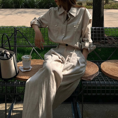 Ensemble femme rétro de style français – Blouse et pantalon large