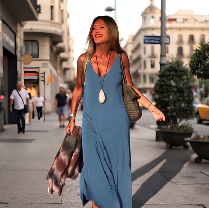 Robe Femme Sexy Tendance à Bretelles et Col en V