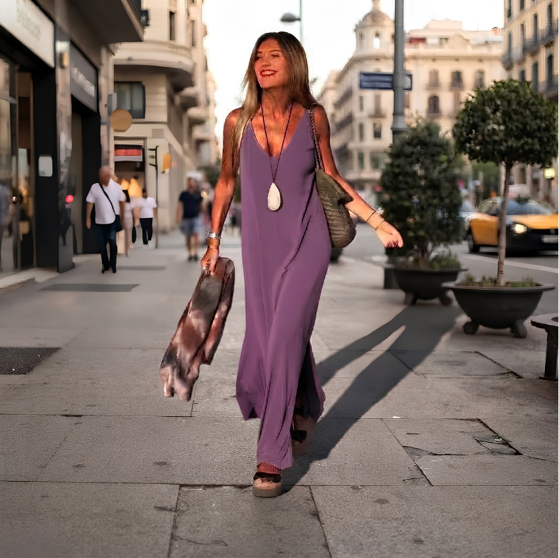 Robe Femme Sexy Tendance à Bretelles et Col en V