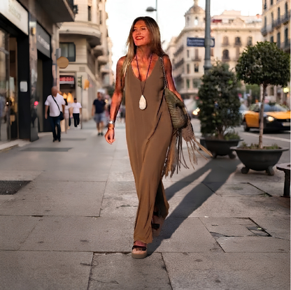 Robe Femme Sexy Tendance à Bretelles et Col en V