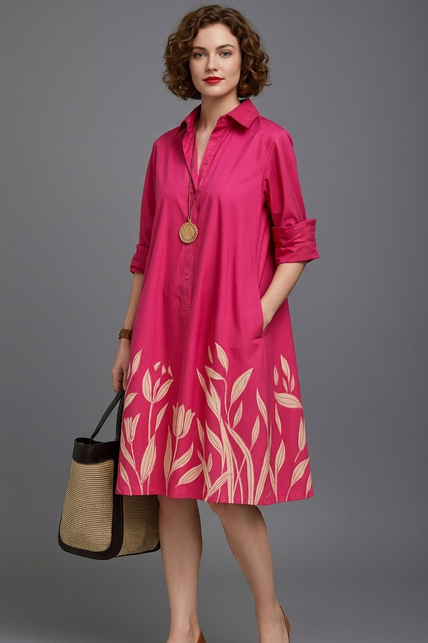 Robe Chemise Femme à Imprimé 3D